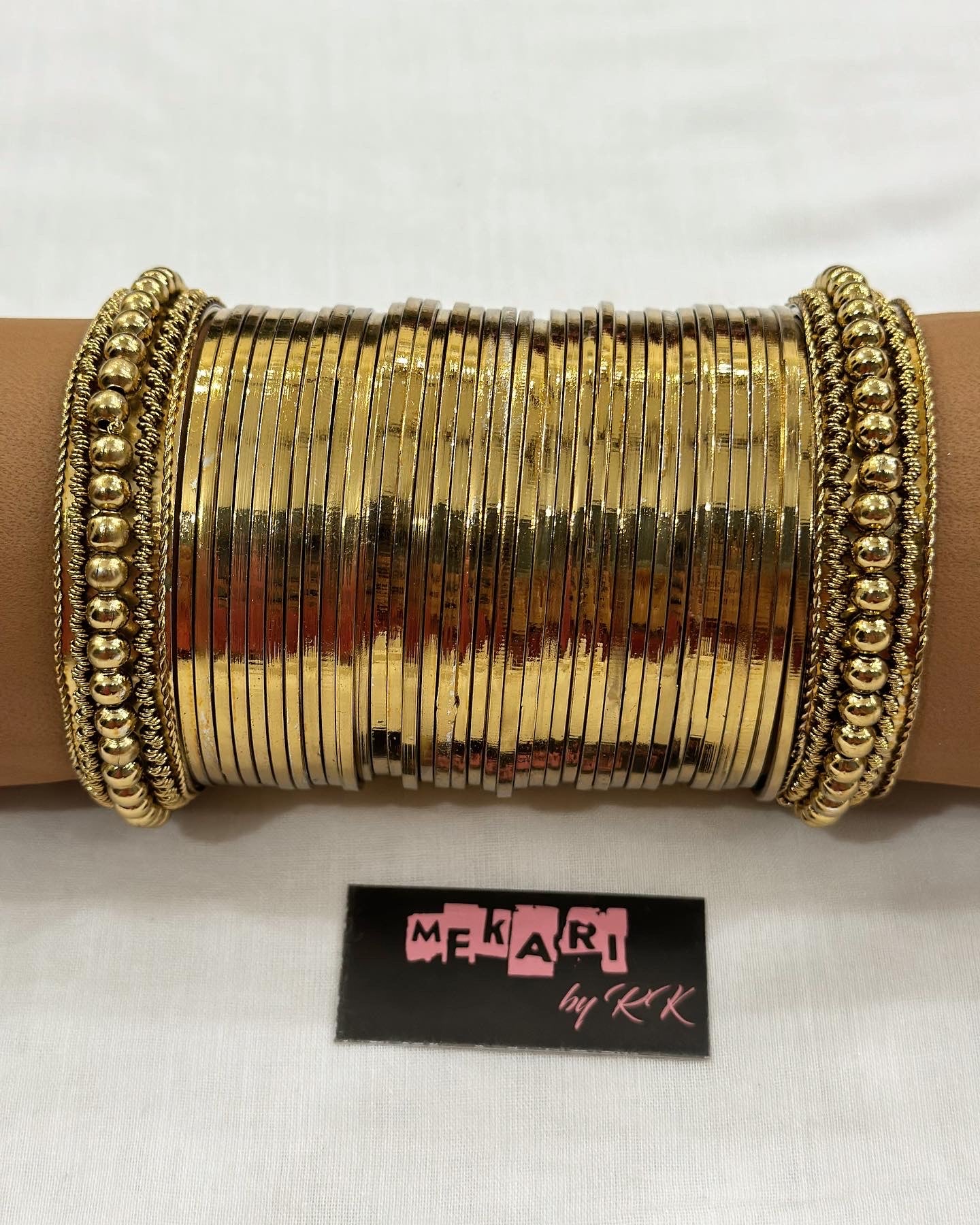 Metallic Golden Bangles Set - Main Image