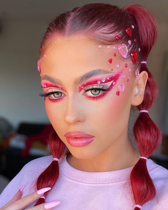 Pink Heart Stick on Rhinestone