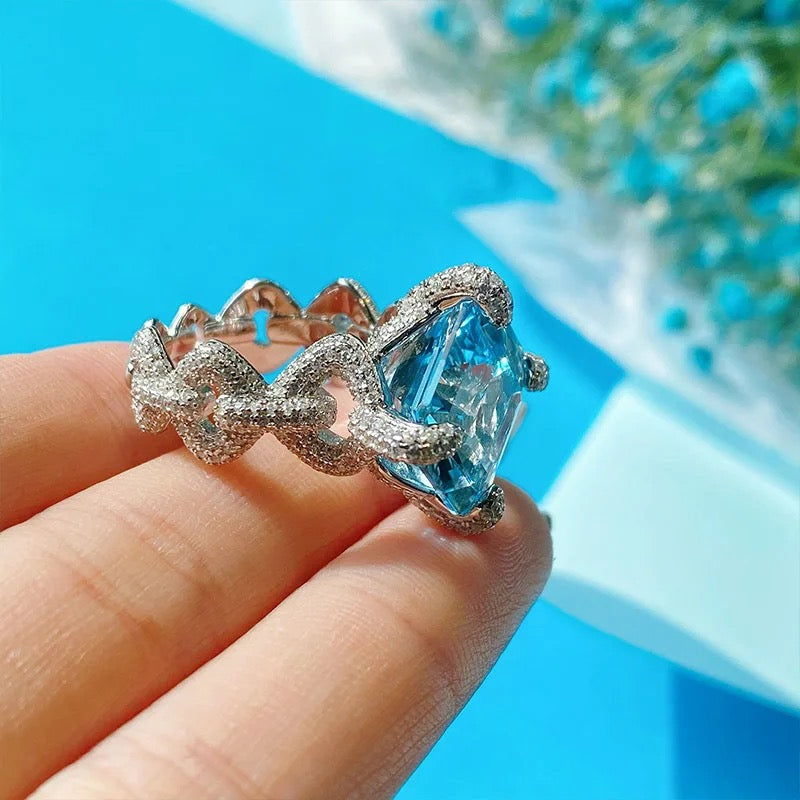 Aqua Sapphire Zirconia Ring