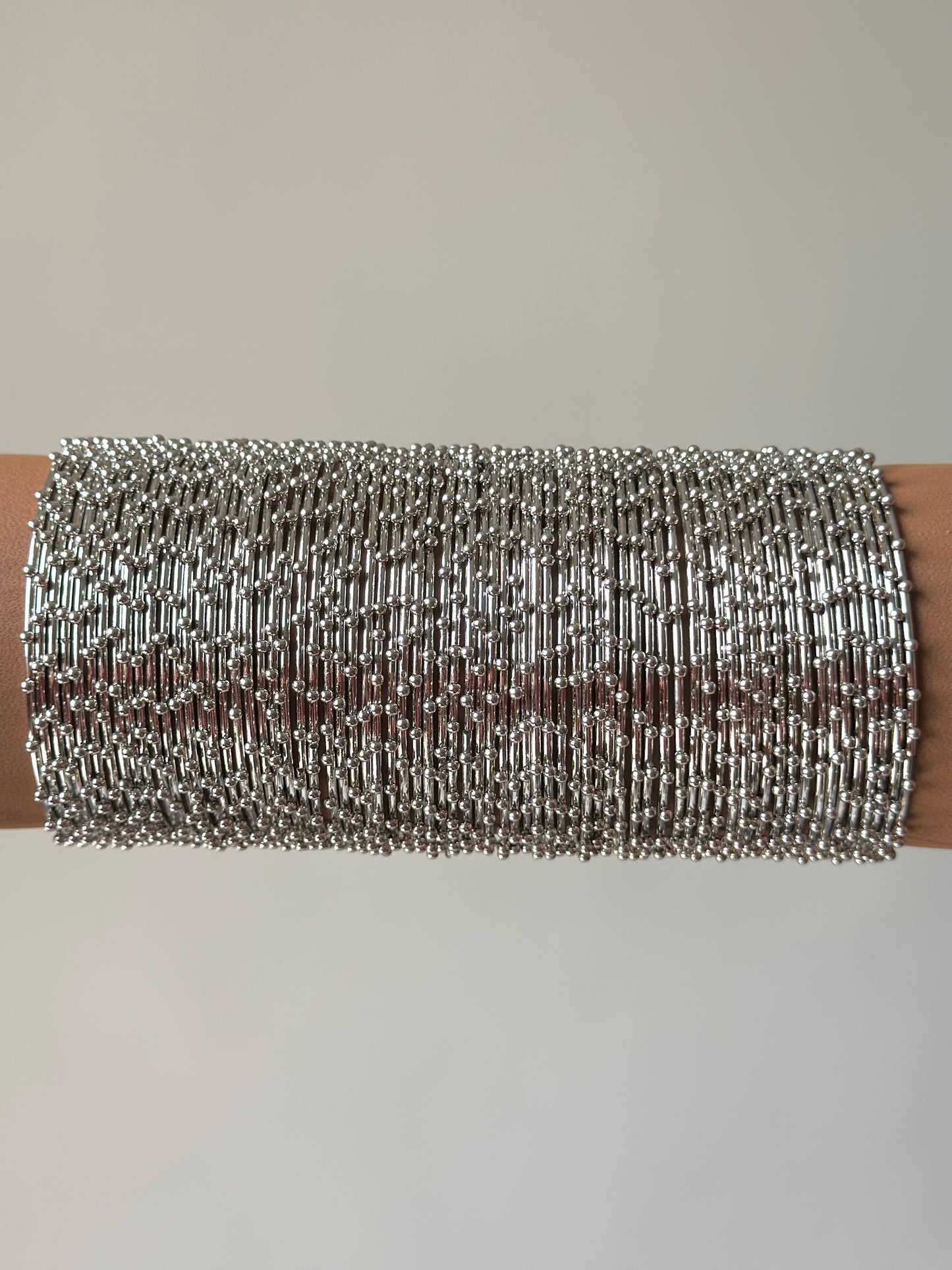 Silver Beaded Bangles