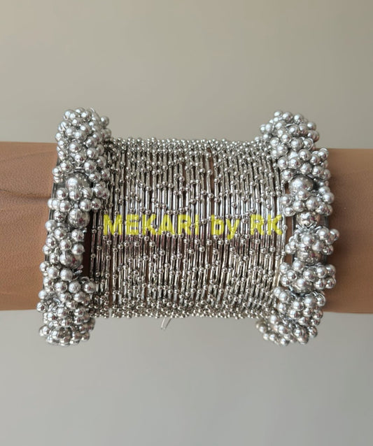 Silver Beaded Ball Bangles