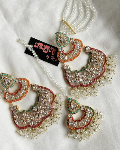Rangrez Teeka Set in White