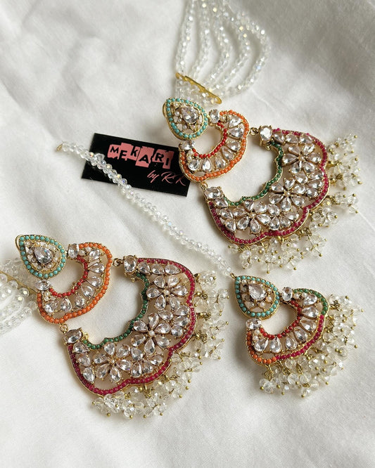 Rangrez Teeka Set in White