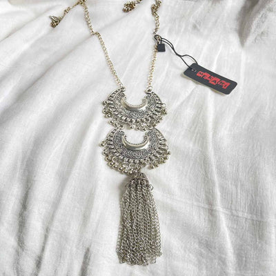 Oxidised Jhumki Necklace