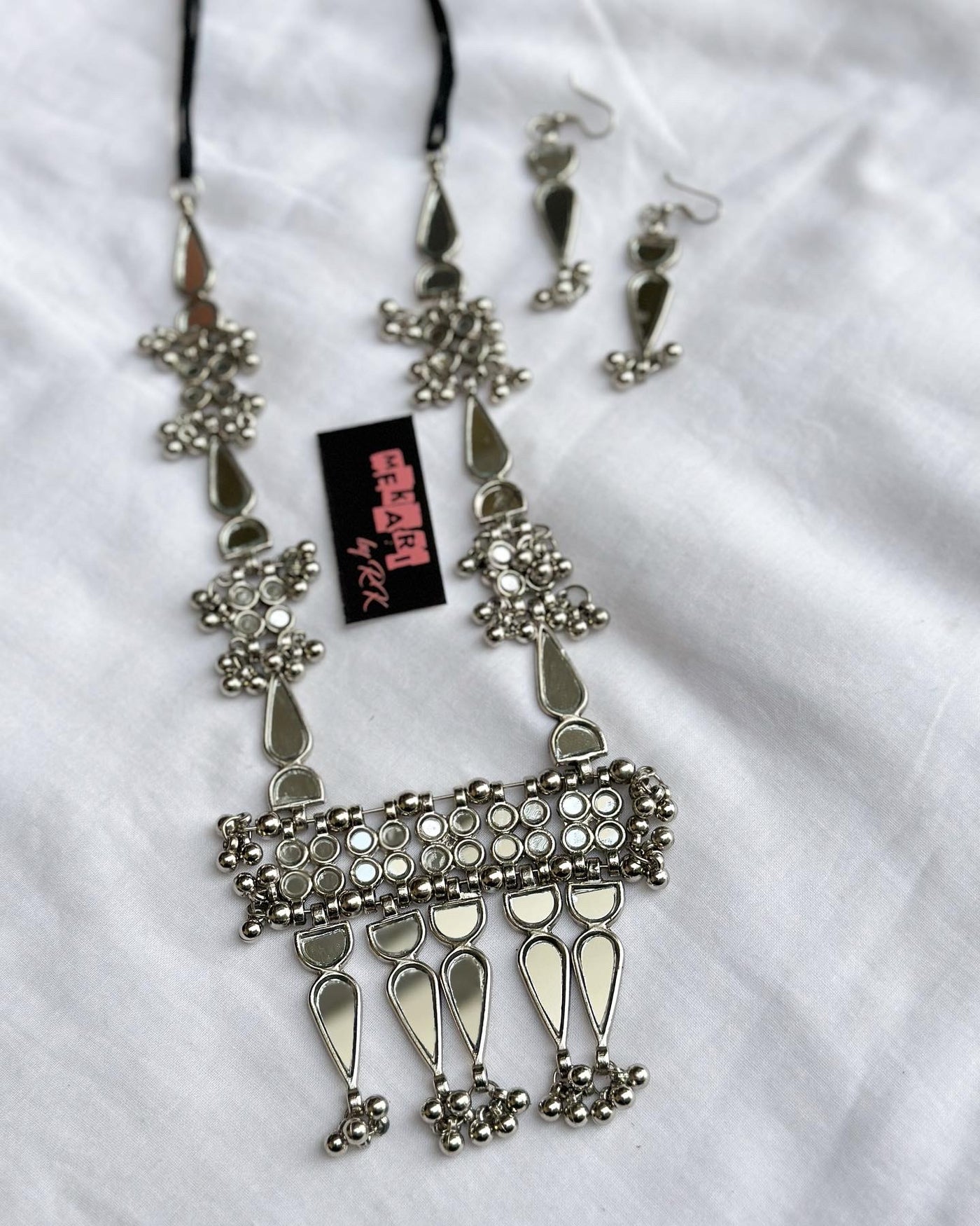 Silver Mirror Mala Set