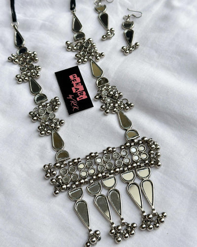 Silver Mirror Mala Set