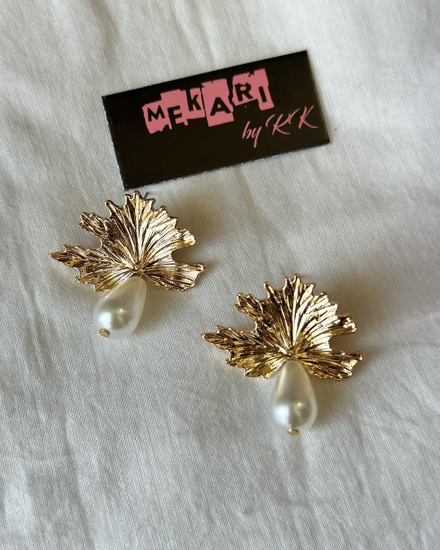 Leaf Pearl Drop Earrings