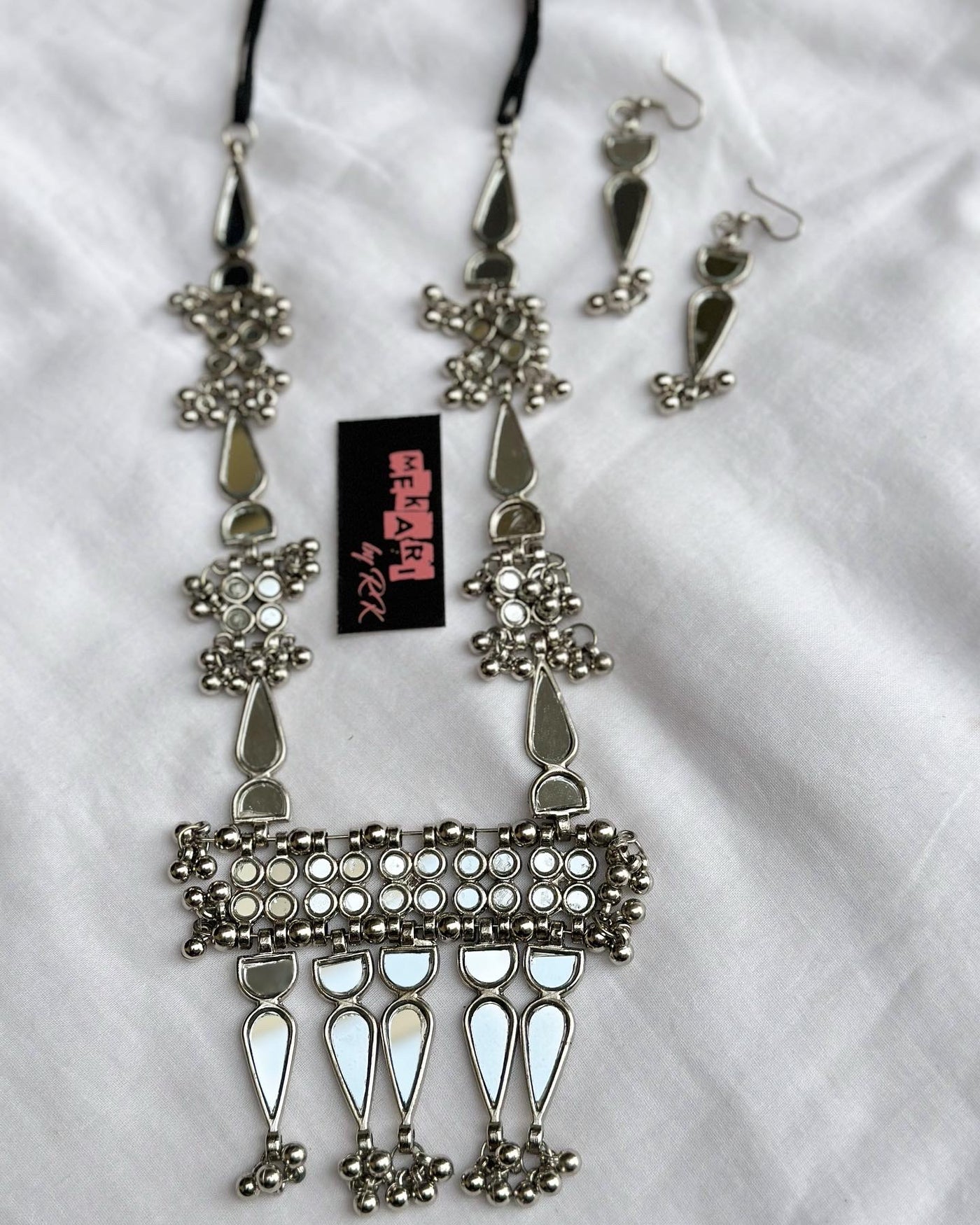Silver Mirror Mala Set