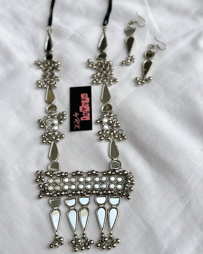 Silver Mirror Mala Set