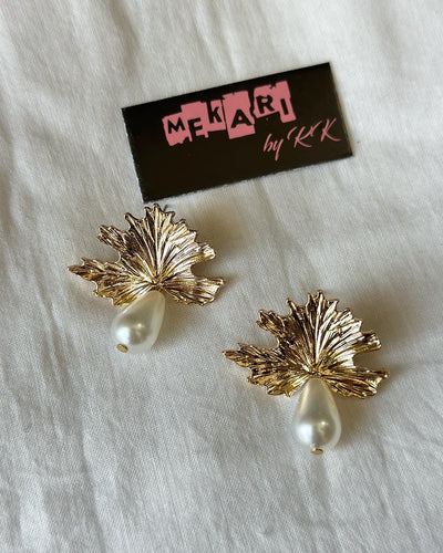 Leaf Pearl Drop Earrings