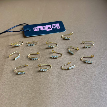 Tri Zircon Golden  Nosecuff